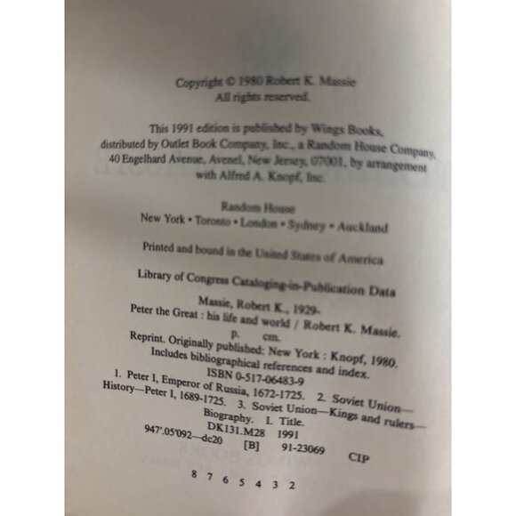 Peter The Great By Robert K. Massie Hardcover Book 1991 Edition Vintage - Picture 10 of 15